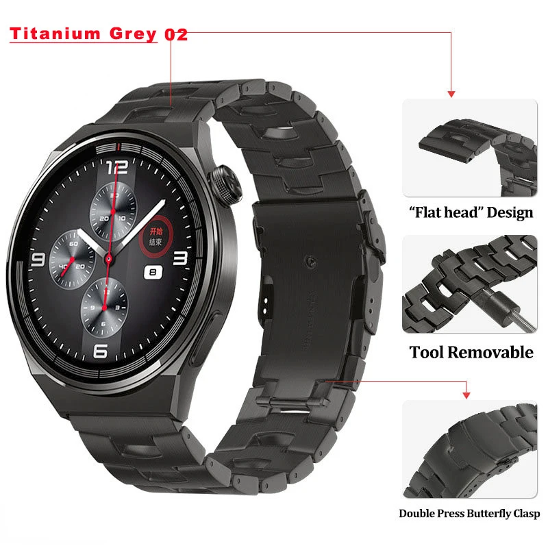 Titanium Metal Band for HUAWEI Watch GT 3 Pro 46mm/GT3 GT 2 46mm/GT2 Pro 22mm Wrist Strap Bracelet Watchband Quick Remove Link