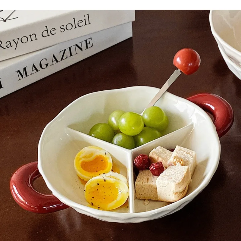 

Керамическая разделенная тарелка, дизайн, здоровое питание, контроль порции для завтрака, обеда, ужина, нескользящая основа, легко чистится, семейное использование