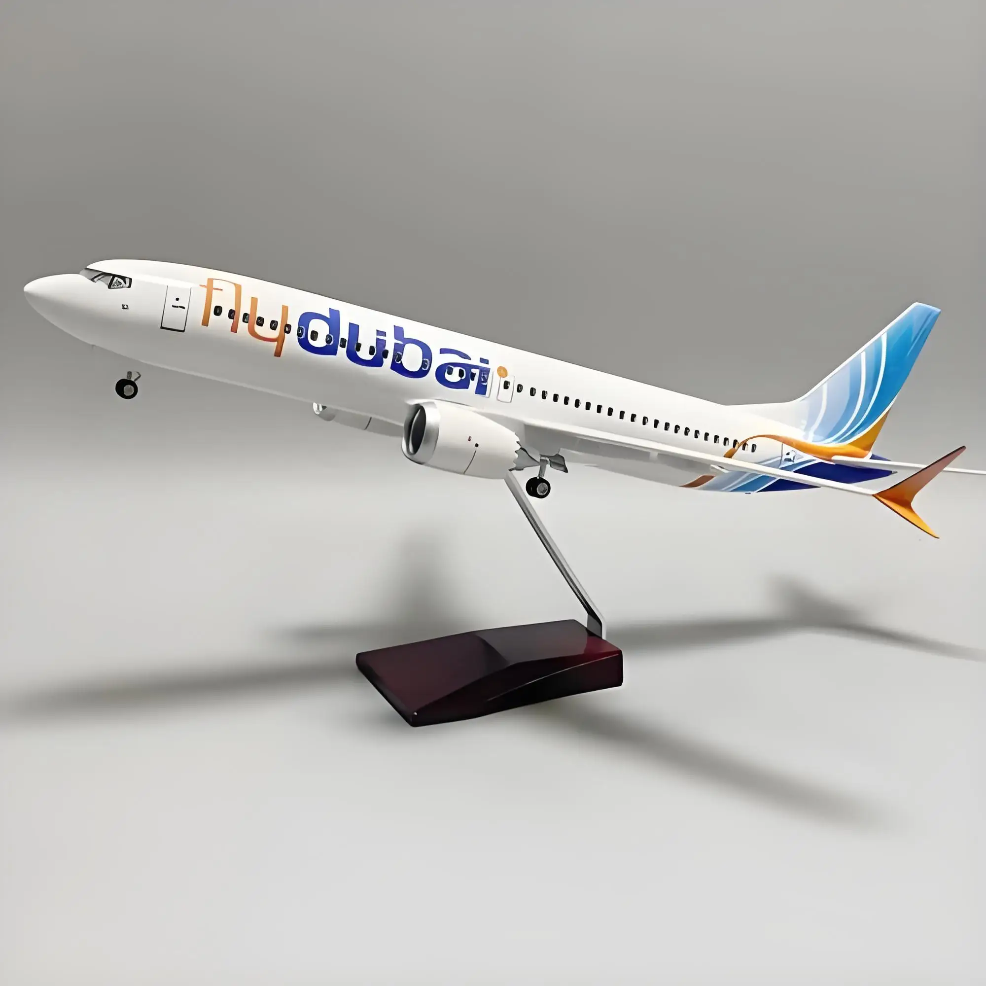 

1:85 Scale 47cm Resin Diecast Airplane B737 Dubai Airways Assemble Aircraft Models With Lights Base Souvenir Plane Toys For Kids