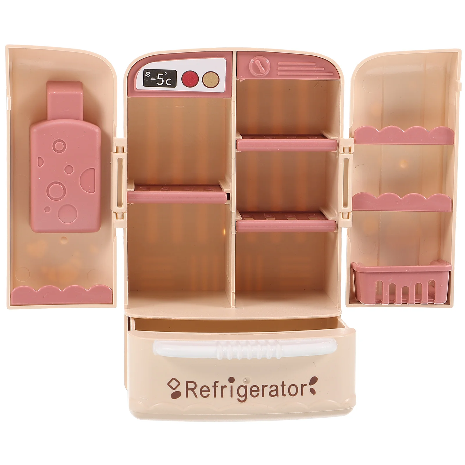 

Double Door Refrigerator Dollhouse Miniatures Fridge for Crafts Furniture Abs Child