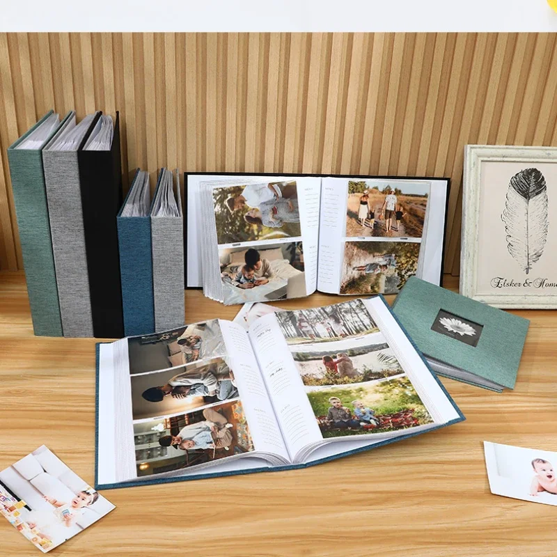 6inches Simple Linen Photo Album Insert Type Collection Picture Album Baby Growth Family Times Recording Supplies