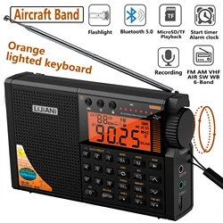 Radio d'avion RD239 avec Bluetooth, carte TF, lampe de poche, lecteur MP3, enregistrement numérique, transistor de bandes météorologiques, Air, VHF, AM, FM, SW