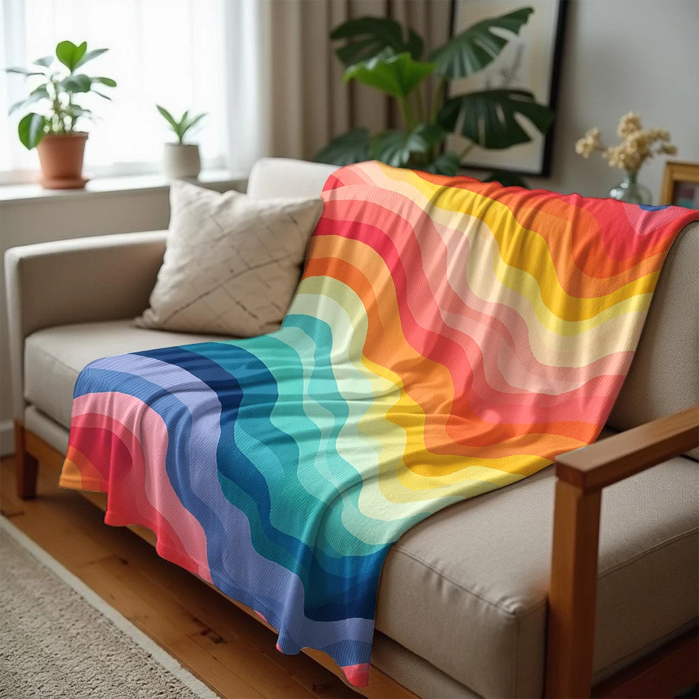Rainbow Wave Lightweight Micro - Christmas Throw Blanket 评论和价格