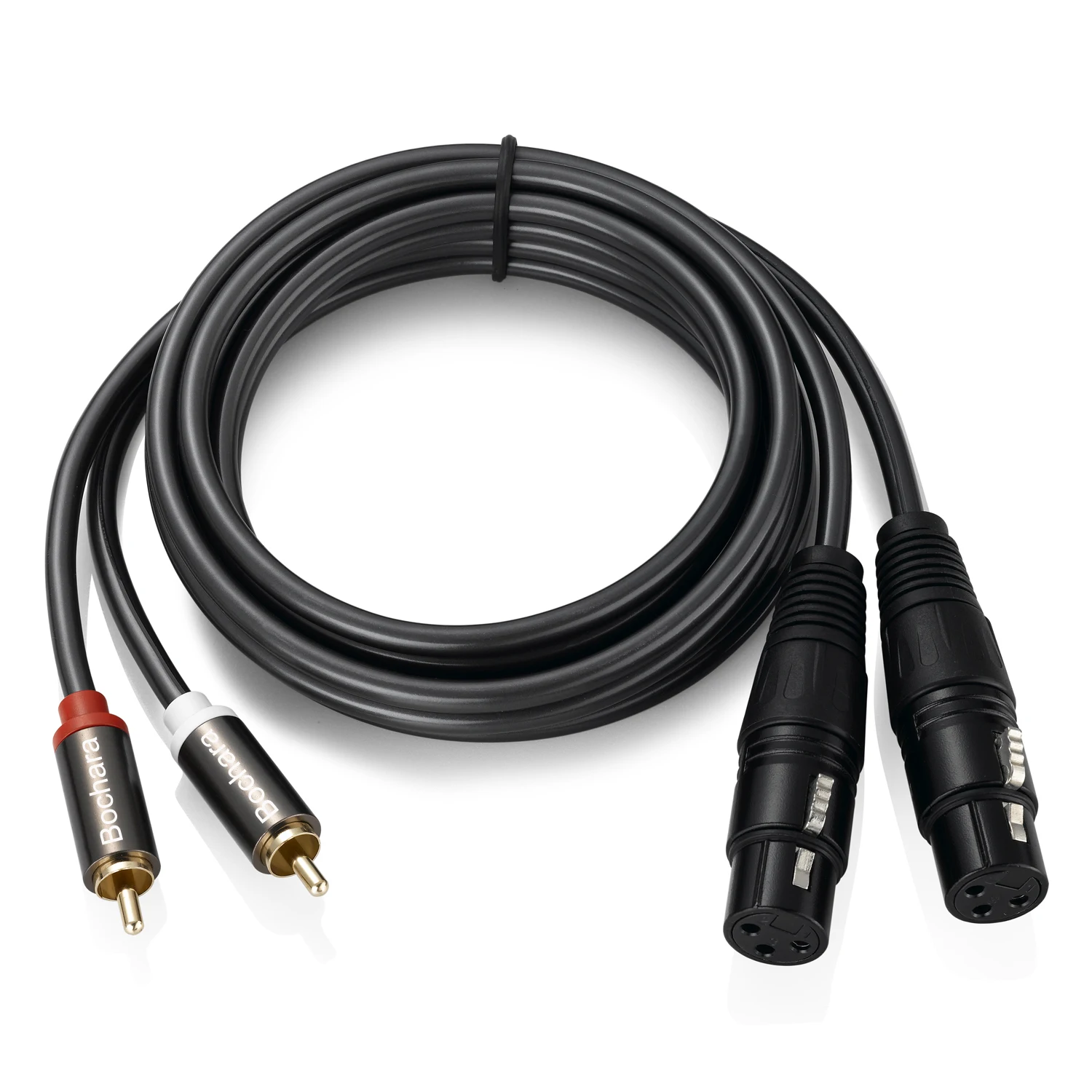 Bochara Dual XLR żeński do 2RCA męski kabel Audio ekranowany dla wzmacniacza mikser głośników 1.5m 3m