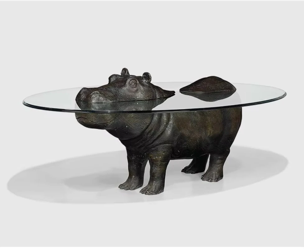 

FRP Animal Уникальный дизайн Кабриолет Журнальный столик Стеклянная столешница Прекрасная креативная панель Деревянная мебель для дома, отеля, бара, гостиной