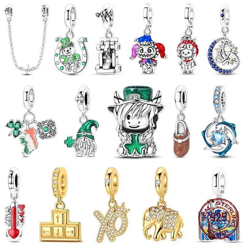 

100% plata de ley 925 Royal Pumpkin Carriage Beaded Elephant Charms Fit Original Pand Bracelet DIY Jewelry Making Women's Gift