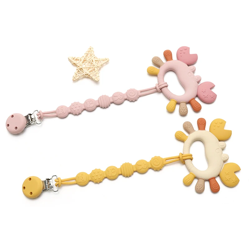 귀여운 게 모양의 아기 실리콘 젖니가 남 장난감 신생아 선물 잡기 쉬운 유아 씹는 장난감 Teether BPA 무료 아기 액세서리
