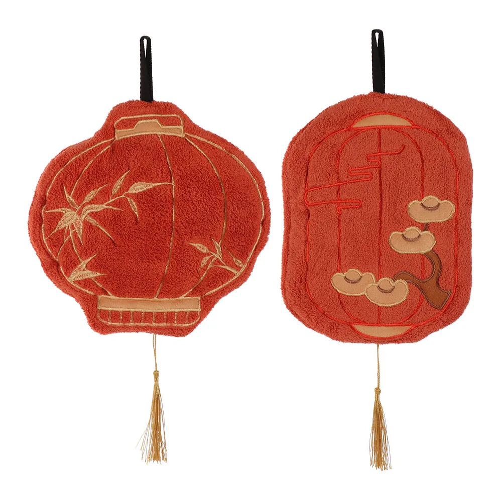 

Creative Lantern-style Hand Towel Traditional Thickened Hanging Lantern Towel Coral Velvet Dual-purpose