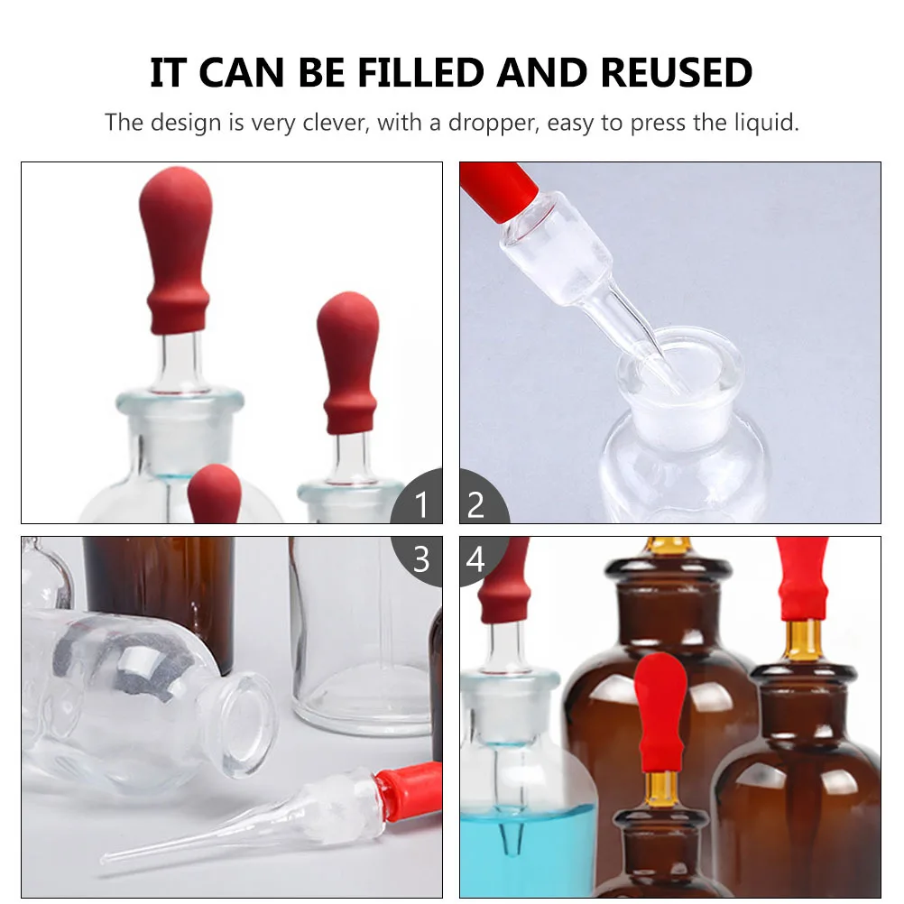 

6Pcs White Brown Glass Dropper Bottle Reusable Laboratory Chemical Dropper Container Portable Storage Bottle for Oils Indicators