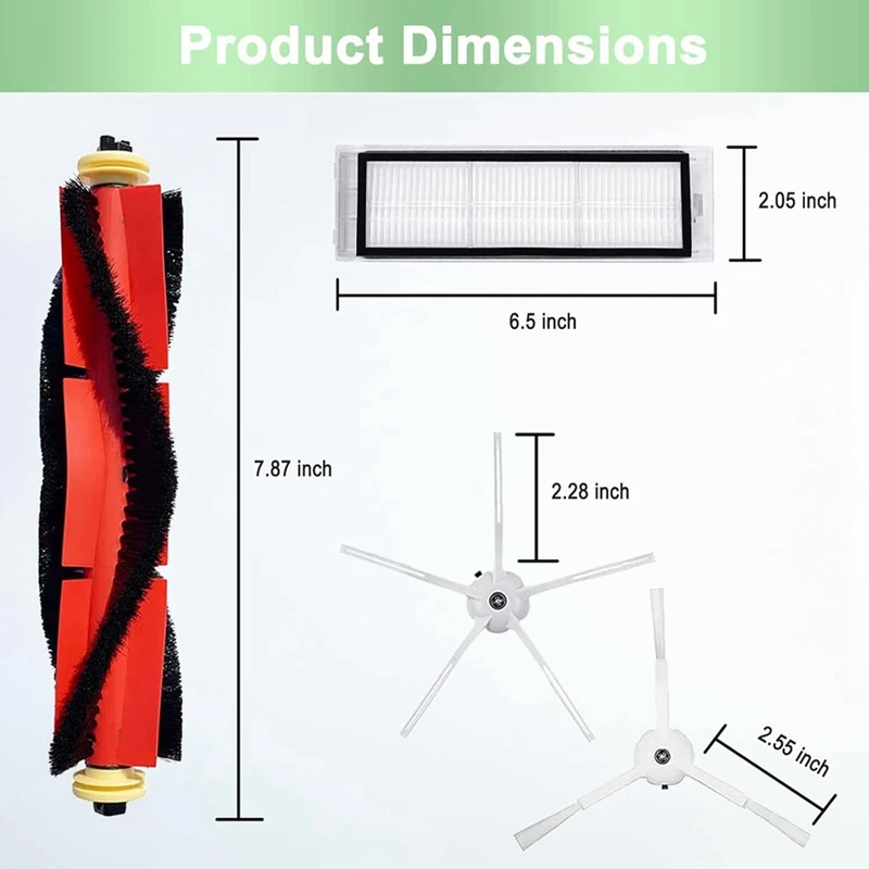 Pezzi di ricambio filtri a spazzola per Xiaomi Roborock S6 Pure, S6, E4, S4 Max, S6 Maxv, S5, S5 Max, S4, E2, E3, E5 E20 E25 E35 S50 S65