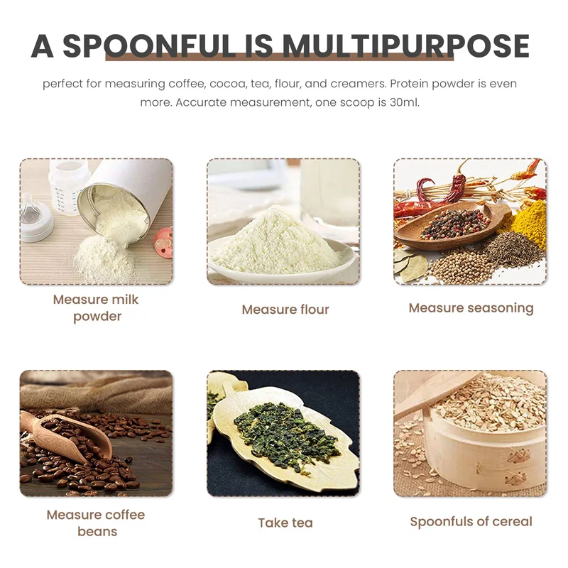 ELEG-ステンレススチールコーヒースクープ、2大さじ計量スプーンコーヒースクープ、30ml金属ロングハンドルスプーンコーヒー計量スプーン