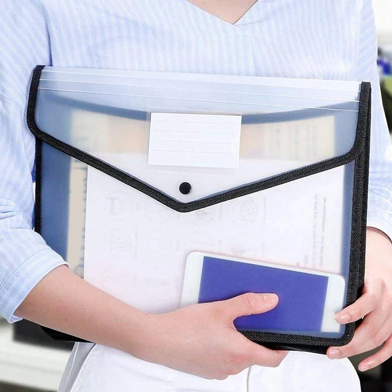 Plastic Wallets A4 Plastic Wallets Storage File Folder With Snap Buckle And Pocket A4 Waterproof Transparent File Bag