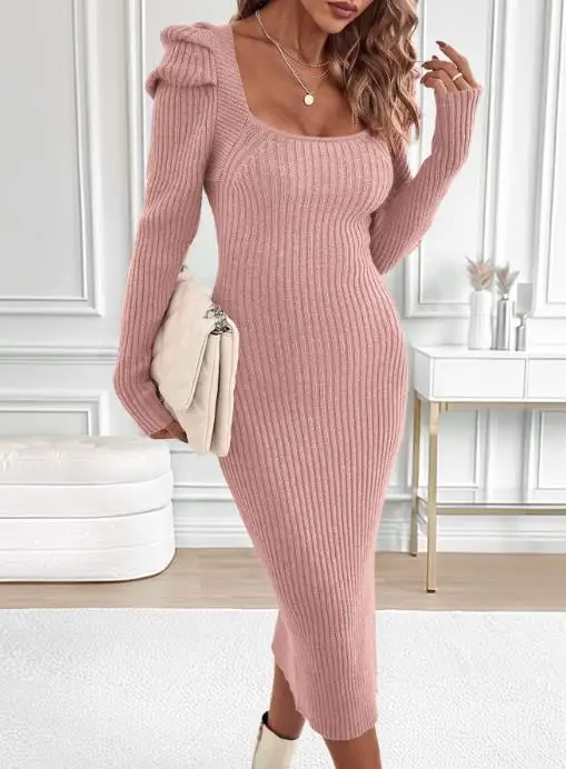 

Women's Fashion Dress 2025 New Autumn and Winter New Latest Hot Selling Solid Color, Elegant Temperament, Hip Hugging Skirt