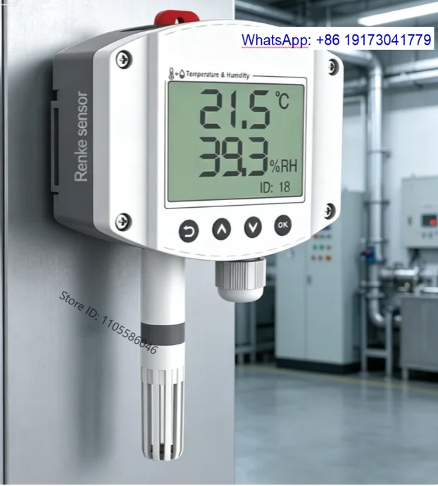 Install analog RS485 digital air temperature and humidity sensor with probe on the room wall