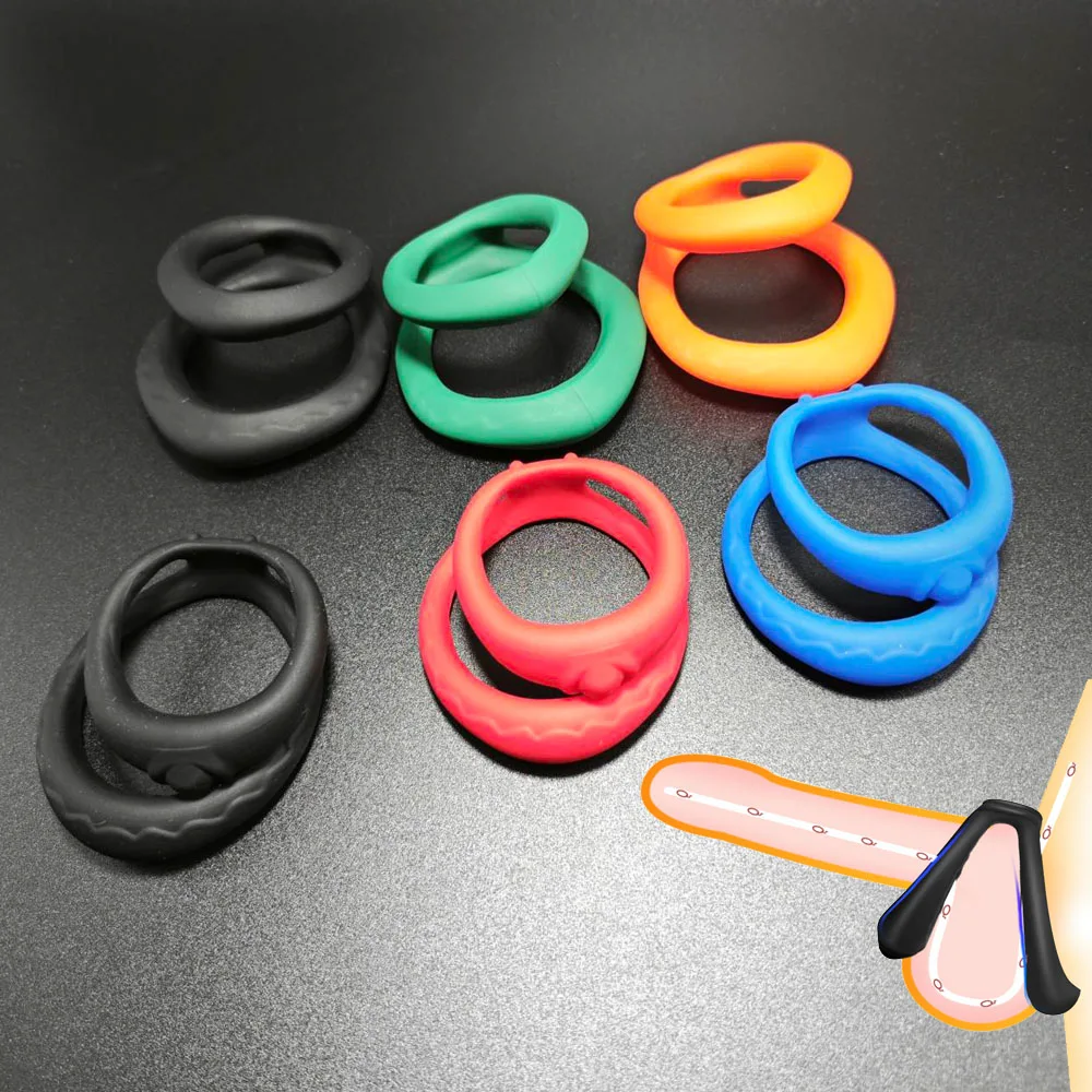 Colorful Silicone Penis Cock Ring Delay Ejaculation Super Small Chastity Cage Adjustable Penis Ring Scrotum Cockring Men Sex Toy