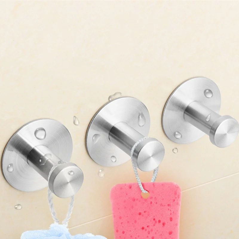 1pc Stainless Steel Hook Wall-mounted/Nail-free Glue Anchor Coat Hanger Minimalist Cylindrical 16 x 50mm Towel Hat Bag Mask Key