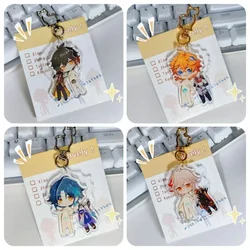 Cute Game Impact Zhongli Xiao Childe Retooling Change of Clothes Key Chain Acrylic Figure Keychains Metal Key Ring Jewelry Gifts