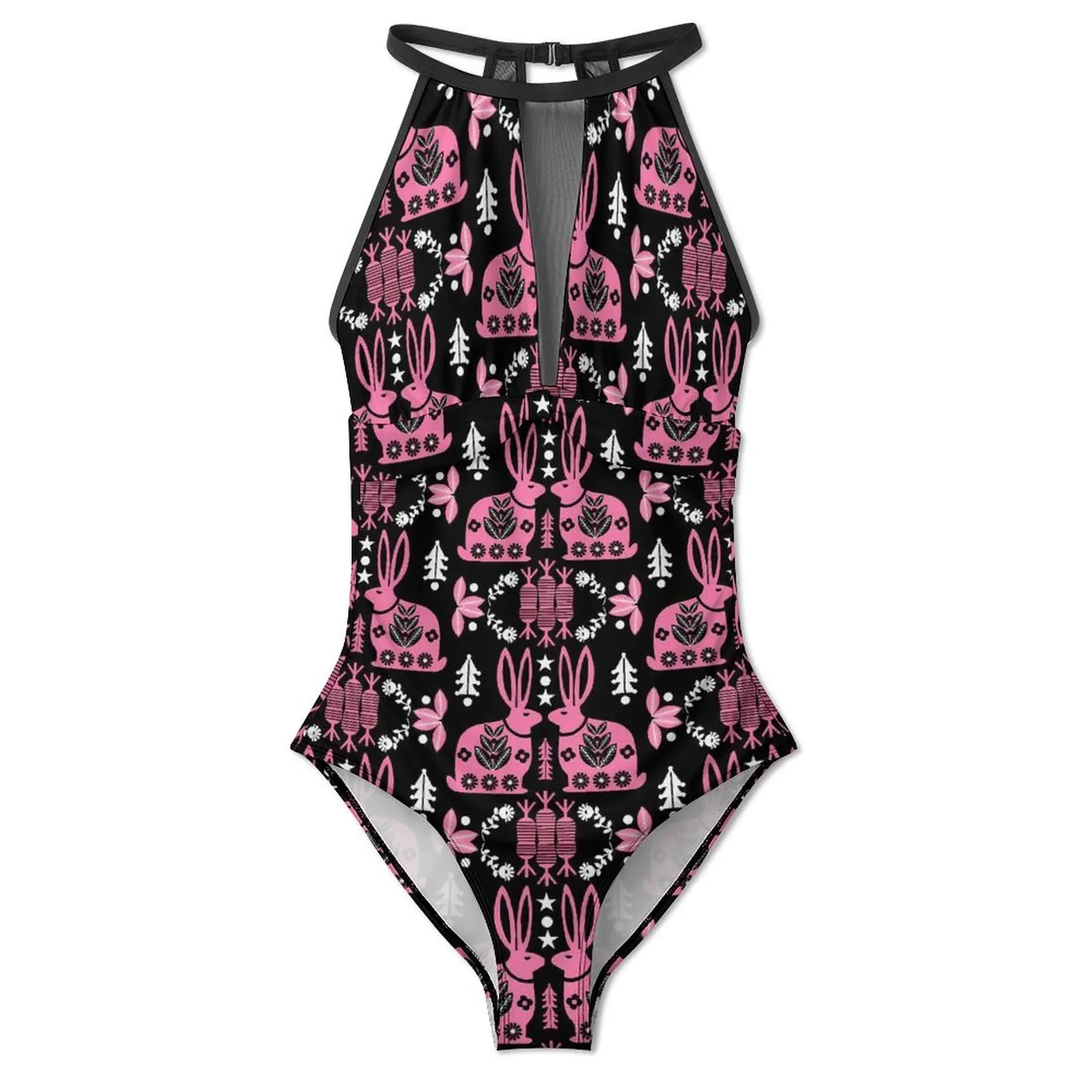 Rabbit Nordic Swimsuit Kawaii Animal One-Piece Swimwear Push Up Sweet Bathing Suit Sexy Holiday Swim Graphic Swimsuits