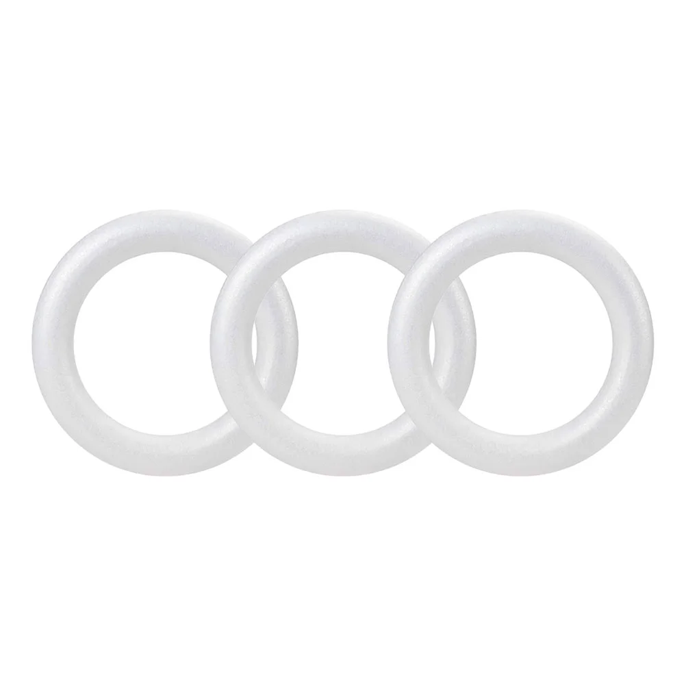 3 Pcs Foam Solid Ring Festival Party Foams Model Bubble Circle Polystyrene Wreath Making Kit White Round for Craft