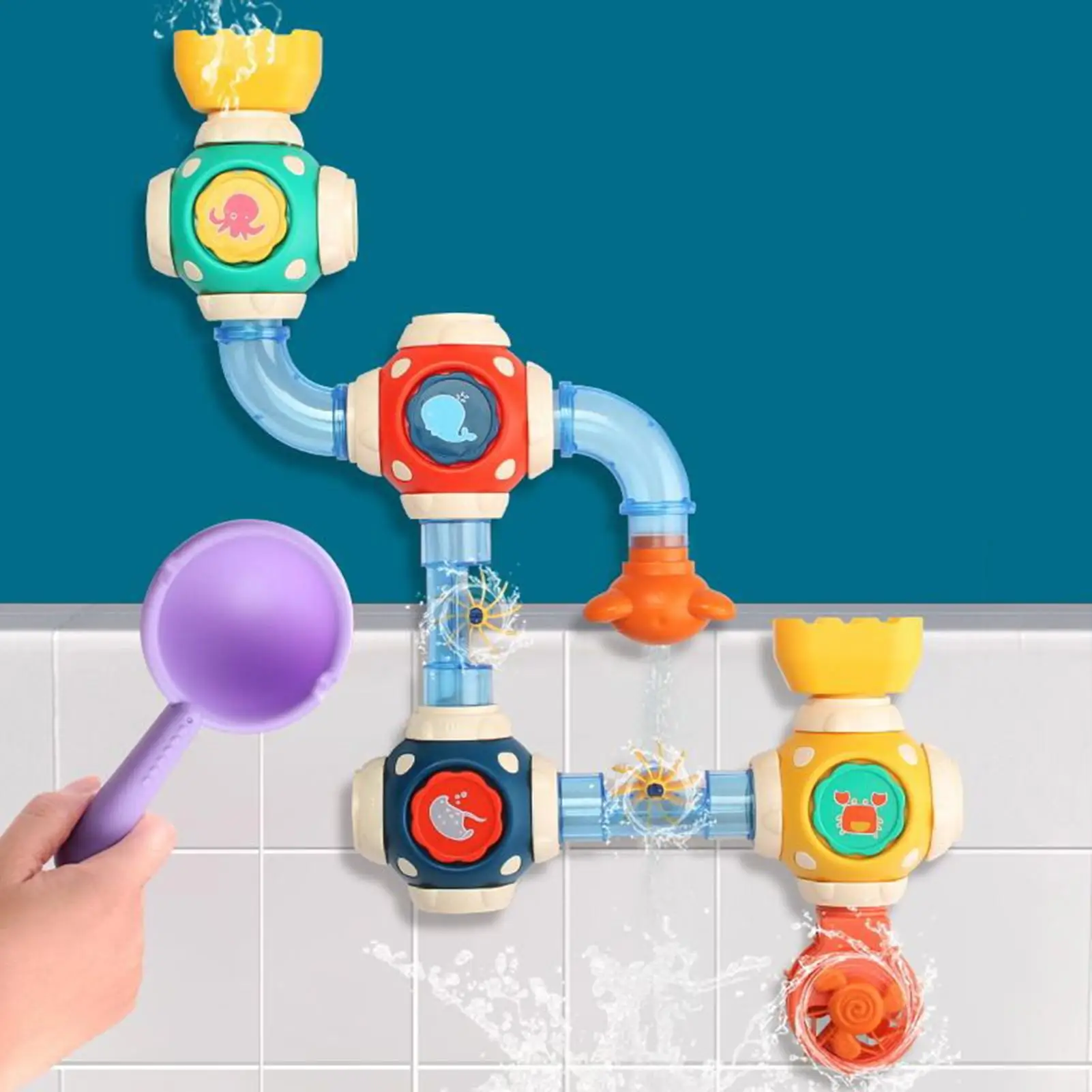 Bath Wall Toys Water Pipe Splicing Toy for Bath for Boys Girls Ages 3 Preschoolers Nursery Swimming Pool Daycare Centers