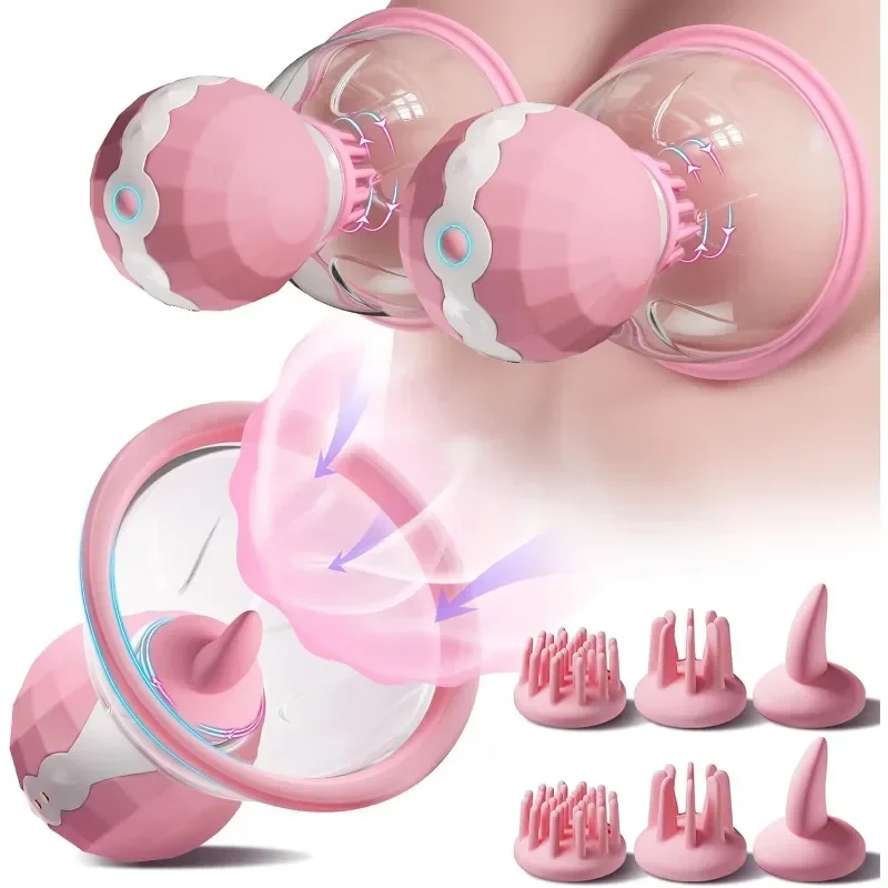 Breast Suckers Massager, Stimulating Nipple Clamps Powerful Sucking Vibrator Adult Sexual Pleasure Toys Female Couple Game