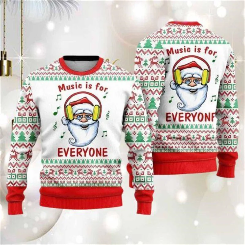 Lelijke 3D-kersttrui bedrukt casual sweatshirt met lange mouwen en ronde hals trui grappige jas vakantie unisex jas nieuw