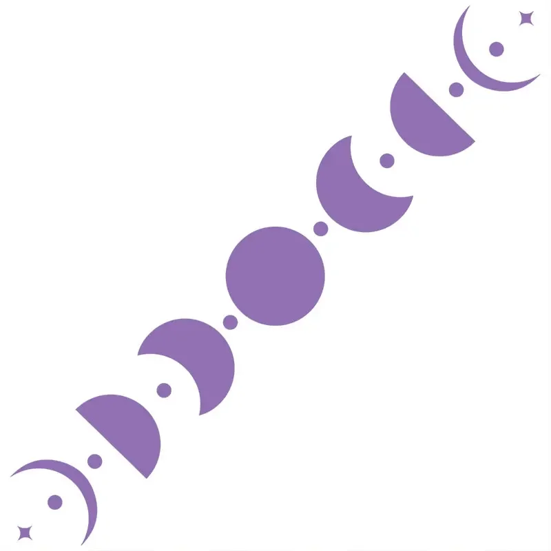 50CM Car Sticker Moon Phase Line Row Stars Rear Glass Mystery Witch Stickers Windshield Banner Decoration Vinyl Decals