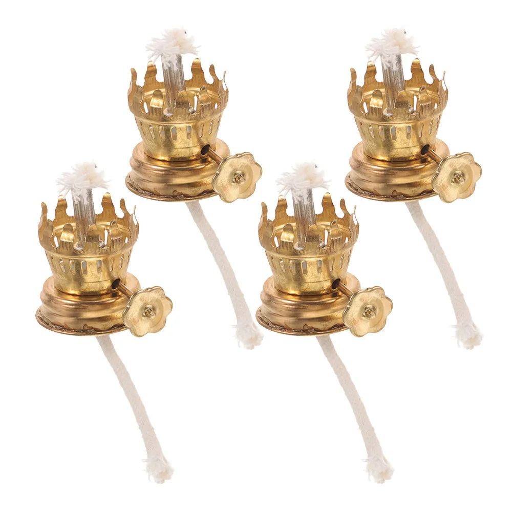4pcs Base Metal Regulator Vintage Oil Lamp Accessory Retro Burner Wick Holder For Home Camping Desktop Use Oil