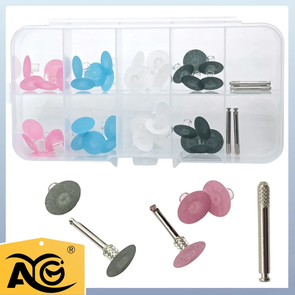 AG 40/80Pcs Dental Polishing Stem discs Composite Finishing Disc + 4pcs Mandrel Disc Teeth Whitening Material Dentistry Polisher