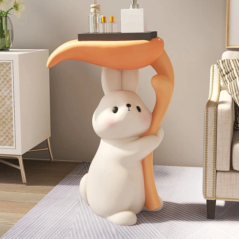 Nordic Modern Nightstands Small Space Cute Kawaii Rabbit Bedside Table Resin Comfortable Simple Narrow Muebles Bedroom Furniture