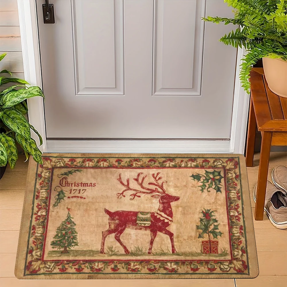 1pc 3D Vortex Optical Illusion Santa Claus Welcome Mat Santa Claus Gift Floor Christmas Decoration Home New Year Gift