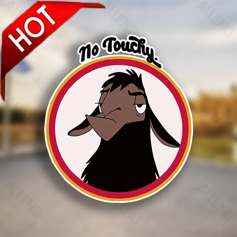 

2pc Llama Kuzco 'No Touchy' Retro Anime Vinyl Stickers - Durable PE for Cars, Bikes, Helmets, Home Decor & More