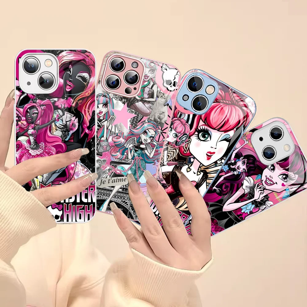 M-Monsters H-High Anime Phone Case Tempered Glass For Iphone 14 13 12 11 Pro Mini XS MAX 14Plus X XS XR Fundas