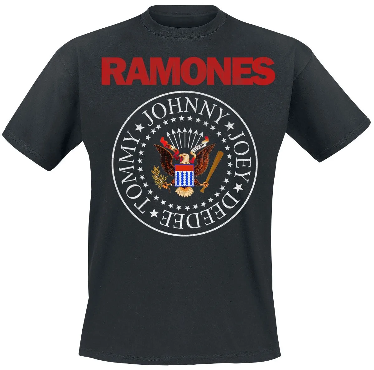 Ramones Presidential Seal T-Shirt, Black Cotton, Colorful Band Member Names Print Punk Tee