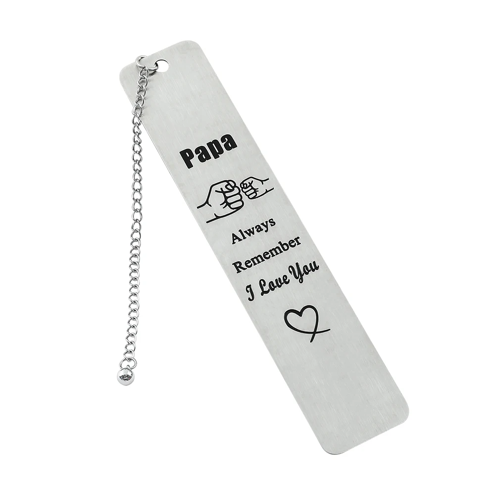 Stainless Steel Engraved Letter Bookmarks for Papa Dad Special Souvenir Gift Reading Page Marker Tools Stationery for You Father