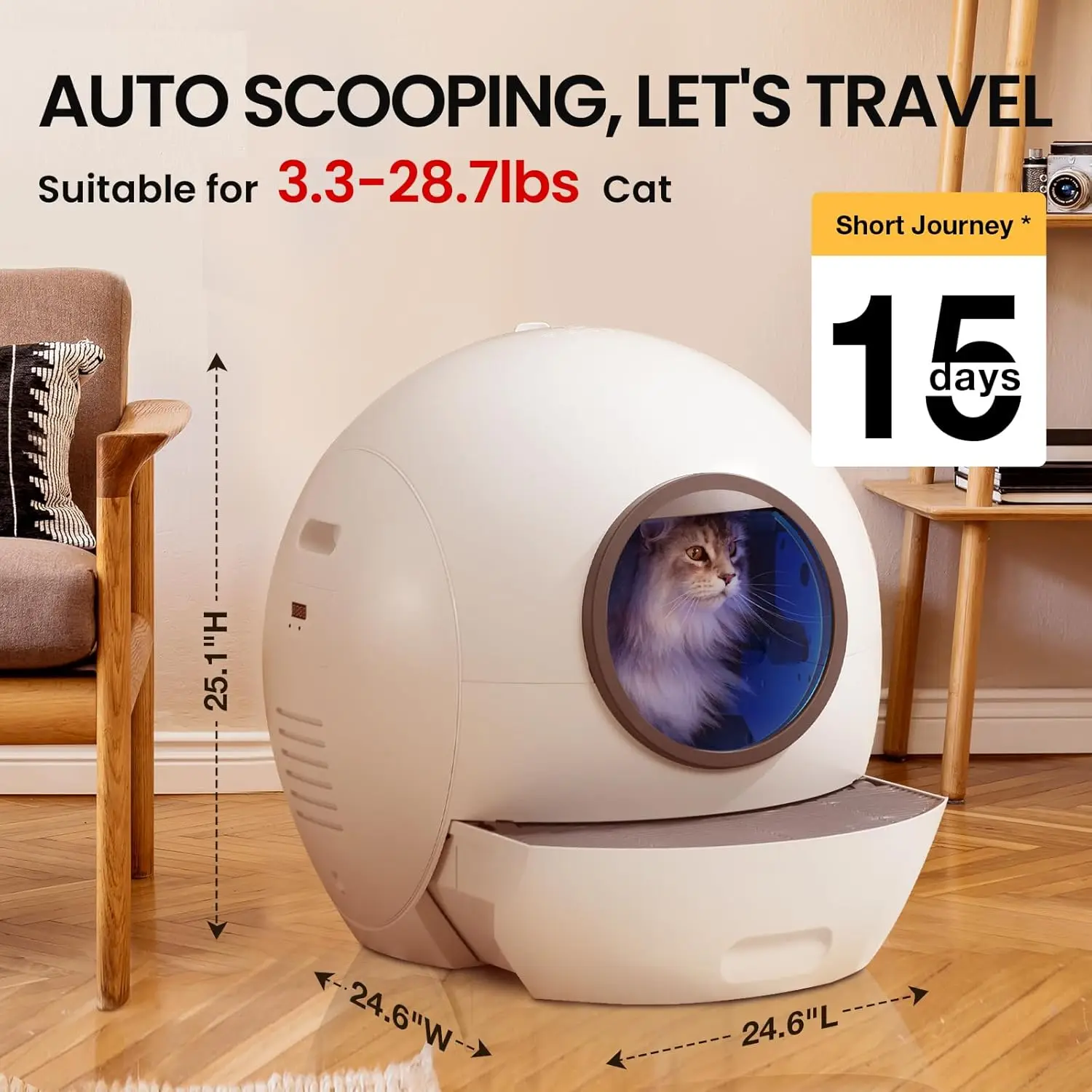 Self Cleaning Litter Box for Cats 2 Pack Cat Litter, Automatic Cat Litter Box Self Cleaning Extra Large, Robot Litter Box