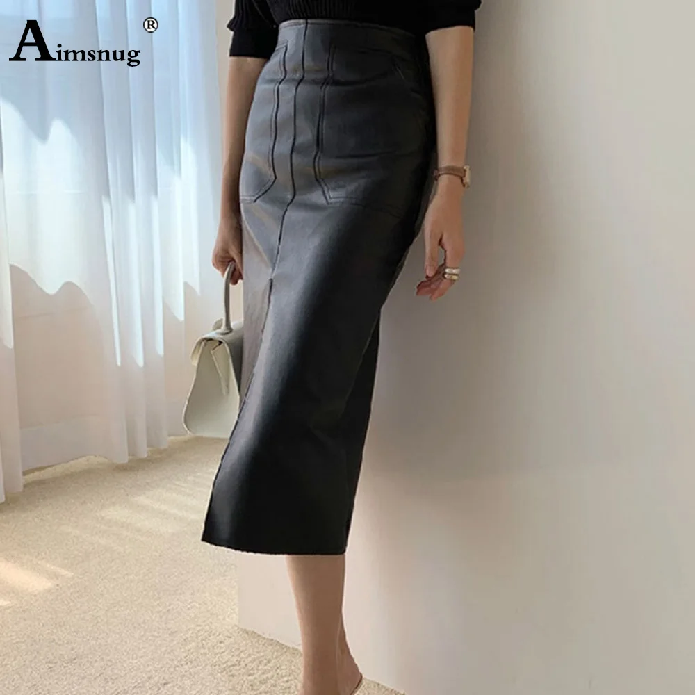 Women High Cut Fashion PU Leather Skirts 2024 America And Europe Sexy Zipper Fly Pencil Bodycon Lady Slim Faux Leather Outfits