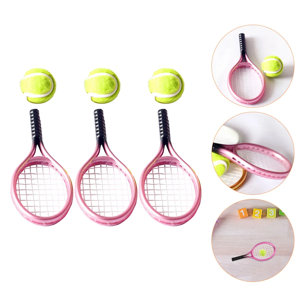

Dollhouse Miniature Kids Tennis Racket Racket Kids Tennis Racket Baseball Golf Table Kids Tennis Racket Set Simulation