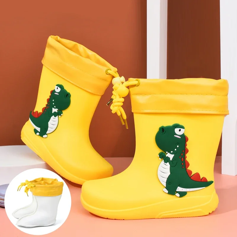 Stivali da pioggia per bambini Baby Boys Girl EVA stivali da pioggia per dinosauri all\'aperto antiscivolo per bambini scarpe impermeabili stivali da