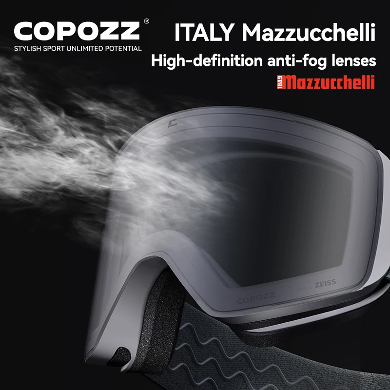 COPOZZ X-edge Men Women Magnetic Ski Goggles with Zeiss Lens Adult Anti-fog Ski Glasses UV400 Protection Snow Snowboard Eyewear
