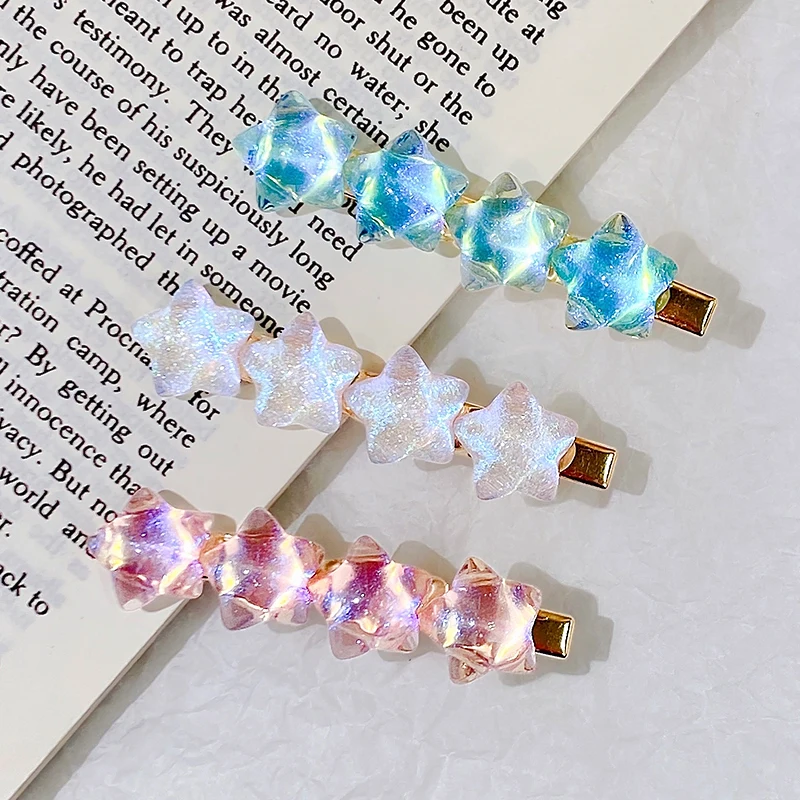 Women Girls Cute Colorful Star Shape Hairpins Sweet Hair Decoration Headband Side Hair Clips Barrettes Fashion Hair Accessories