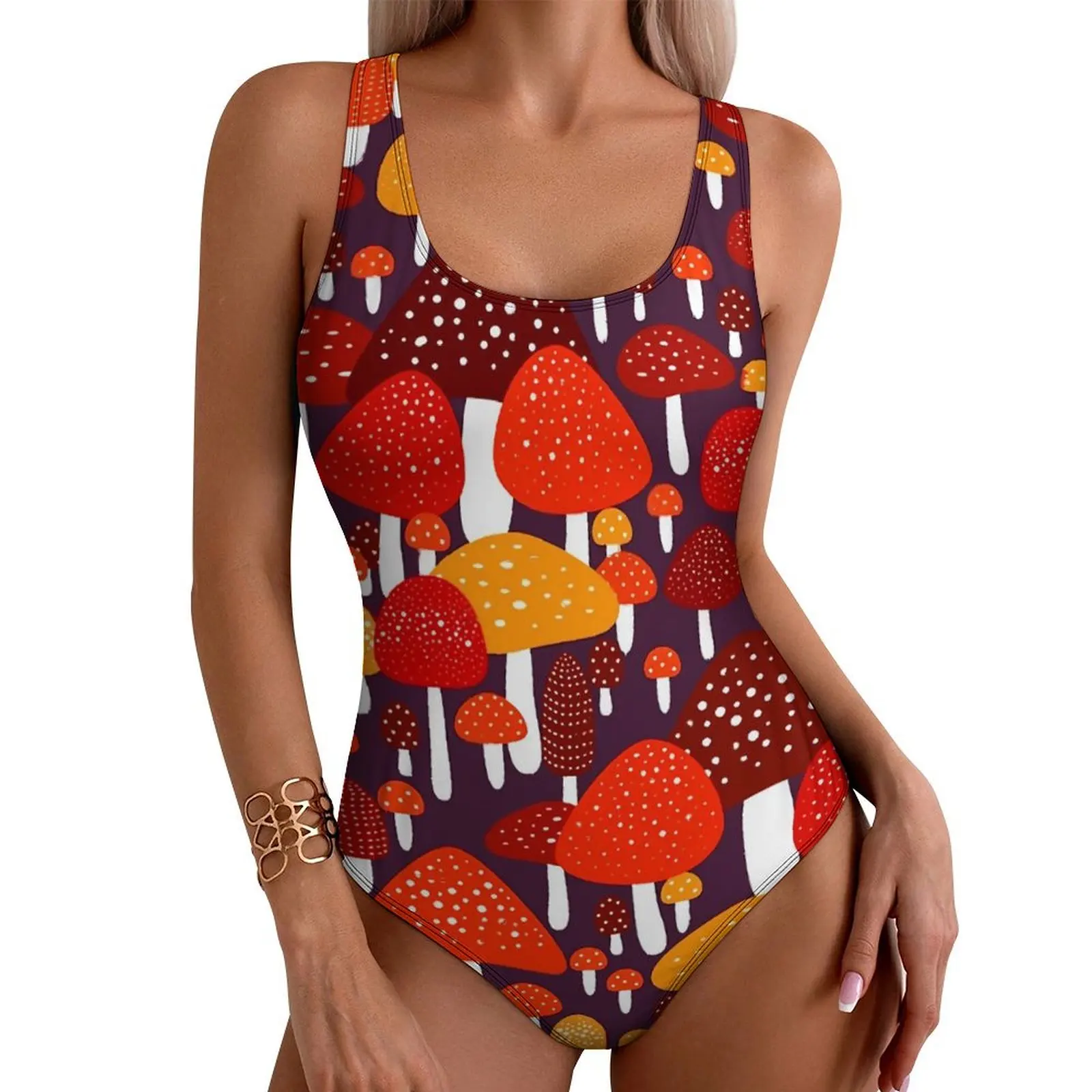 

Magic Mushroom Swimsuit Colorful Mushrooms Swimwear One Piece Fitness Swimsuits Bathing Suits Female Push Up Sexy Beach Wear
