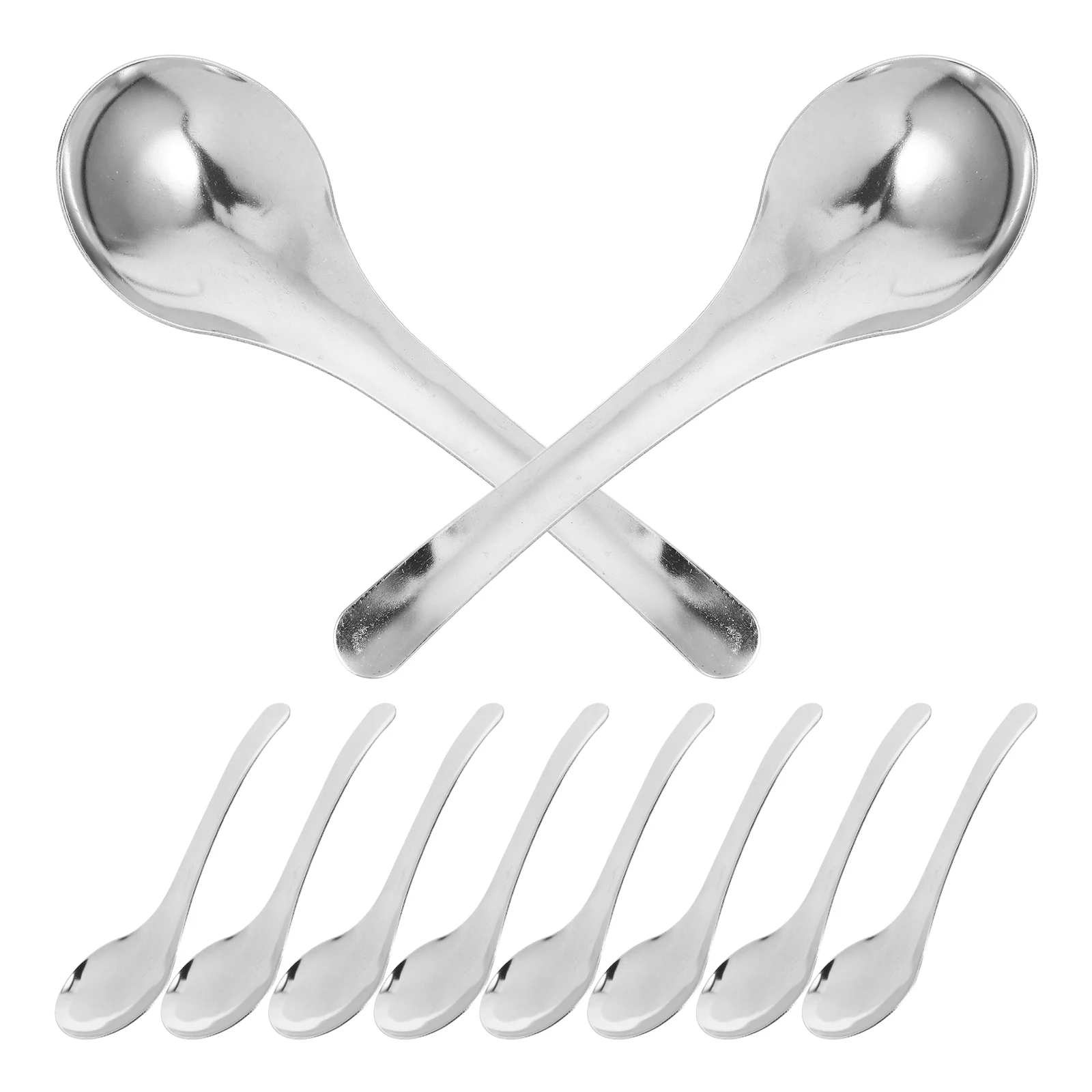 

10Pcs Stainless Steel Spoons 201 Elegant Design Easy Clean Soup Cereals Desserts Party Silverware Household Ceramic Long