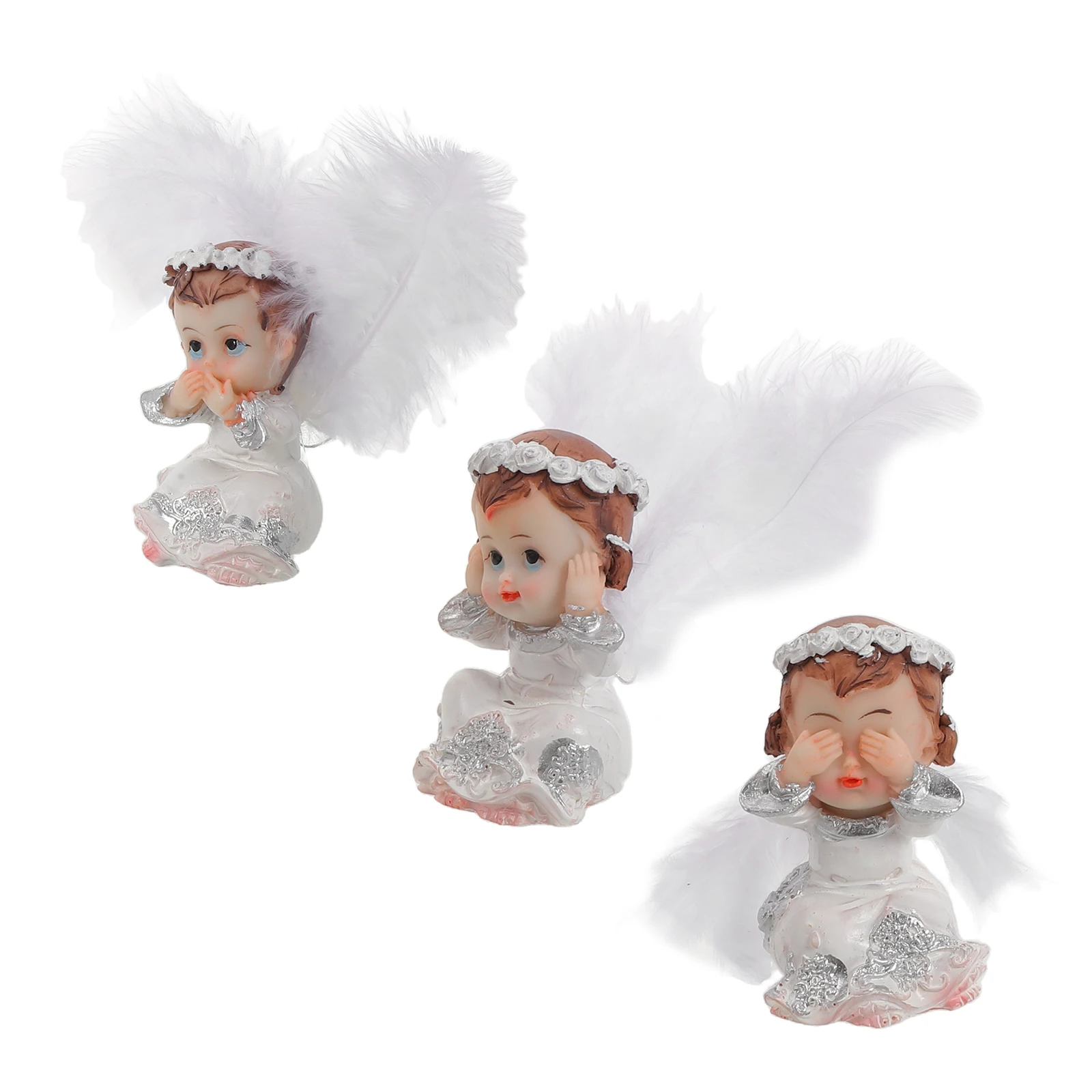 

3Pcs Resin Mini Angel Christmas Ornament Versatile Placement for Bookshelves Dining Tables Festive Home Decorations
