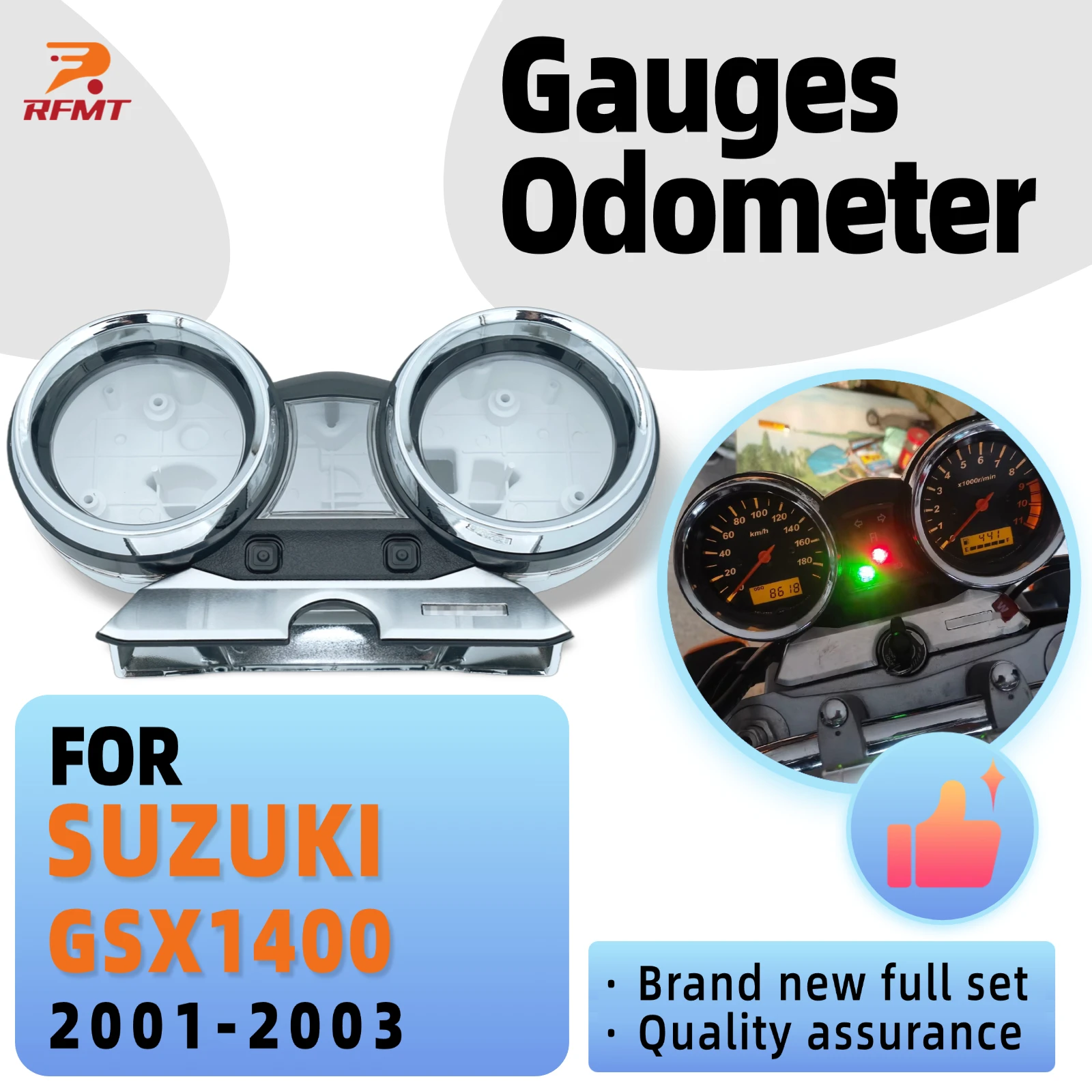 RFMT For SUZUKI GSX1400 GSX 1400 2001 2002 2003 Speed Meter Clock Instrument Case Gauges Odometer Tachometer Housing Box Cover
