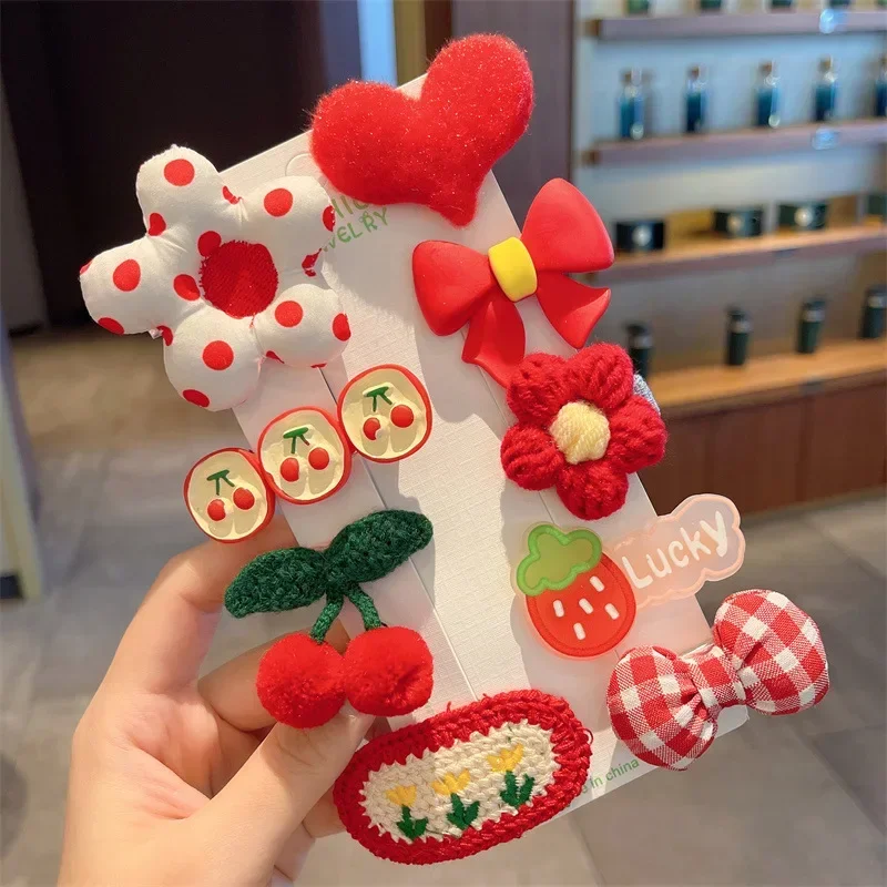 8pcs/set Cute Hairpin for Toddler Girl Kawaii  Animal Floral Bowknot Hair Clip for Baby Girl Autumn Winter Plush Kids Headwear