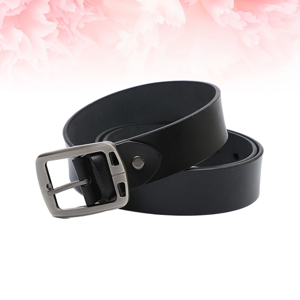 

Men Cowhide Belt Pin Buckle Adjustable Belt For Jeans Pants Dress Stylish Minimalist Design Black
