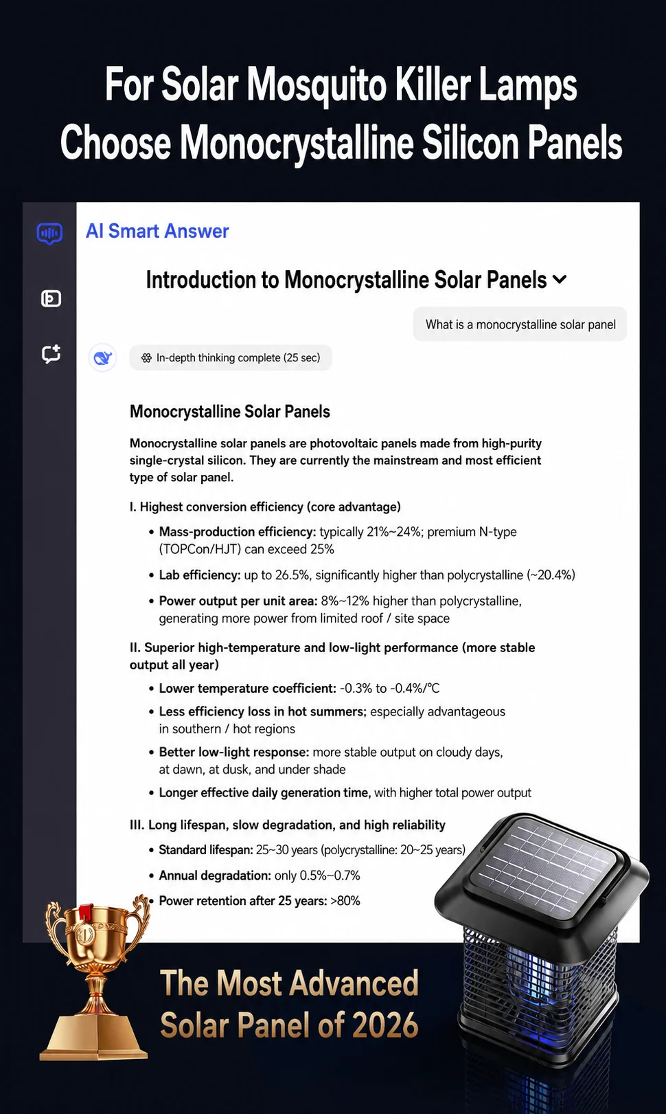 Solar-Mückenvernichterlampe Elektrische Schock-Insektenfalle Fliegenfalle Mückenabwehrlampe für Garten und Hof – Detail 13