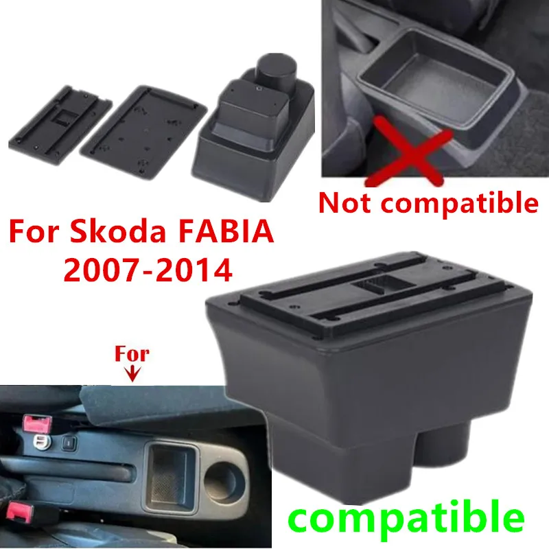 For Skoda FABIA Armrest box For Skoda Fabia II 2 Car Armrest Storage Box 2007-2014 Interior Dedicated Retrofit Car Accessories