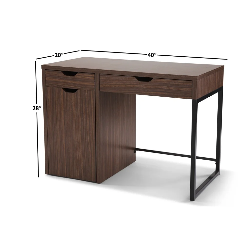 Perkins Desk with File Storage and Metal Frame Perfect Home Office Laptop Workspace